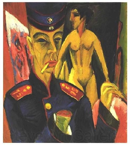 Ernst Ludwig Kirchner Self-portrait as a Soldier Spain oil painting art